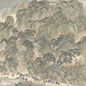 The Kangxi Emperors Southern Inspection Tour, Scroll Three: Ji nan to Mount Tai, datable to 1698