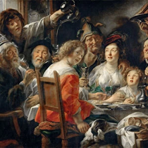 The King Drinks, or Family Meal on the Feast of Epiphany. Artist: Jordaens, Jacob (1593-1678)