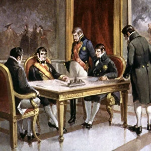 King Ferdinand VII conceiving a coup d etat against the Constitution in 1822