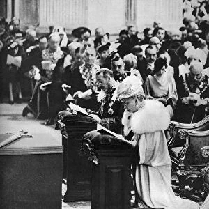 King George V and Queen Mary in St Pauls Cathedral, Silver Jubilee thanksgiving service, 1935