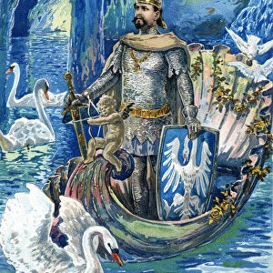 King Ludwig II as Lohengrin in the Blue Grotto of Linderhof Palace, c. 1900