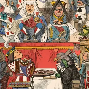 The King and Queen of Hearts in Court, 1889. Artist: John Tenniel The King and Queen of Hearts in Court, 1889. Artist: John Tenniel