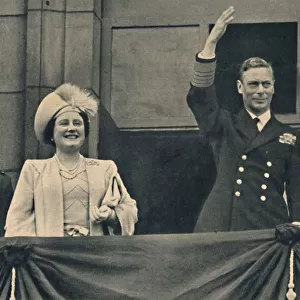 The King and Queen with Princess Elizabeth and Princess Margaret on the Balcony