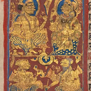 King Siddhartha and Queen Trishala with the Dream Diviners, from a Kalpa-sutra, c