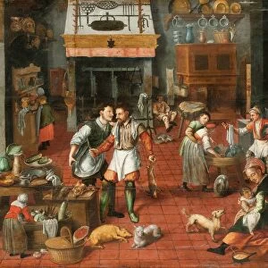 Kitchen interior, c. 1565. Creator: Cleve, Marten van, the Elder (1527-1581)