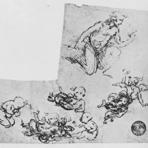 Kneeling Youth and Putti, c1480 (1945). Artist: Leonardo da Vinci Kneeling Youth and Putti, c1480 (1945). Artist: Leonardo da Vinci