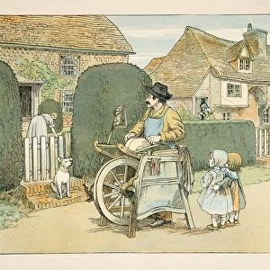 The Knife Grinder, from Four and Twenty Toilers, pub. 1900 (colour lithograph)