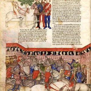 The Knights of the Round (Miniature from La Quete du Saint Graal et la Mort d Arthus), ca 1220. Artist: Anonymous master