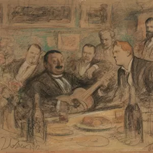 Konstantin Korovins name day party, 1912. Artist: Pasternak, Leonid Osipovich (1862-1945)