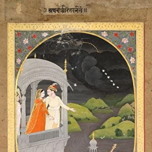 Krishna and Radha Watching Rain Clouds: The Month of Bhadon from Baramasa series, c