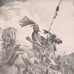 Kurd in military armor on horseback, 1819. 1819. Creator: Aleksandr Orlovsky
