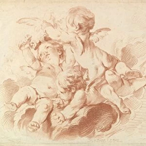 L Air (The Air): A Group of Three Putti on Clouds, 18th century