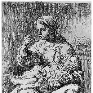 La Bouillie, 1861 (1924). Artist: Jean Francois Millet