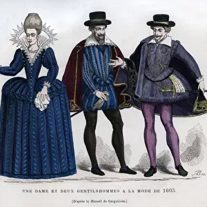 A lady and two gentlemen in French dress of 1605 (1882-1884)