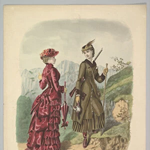 A Lady in a Hunting Costume with a Lady in Walking Costume on a Mountain Path from La