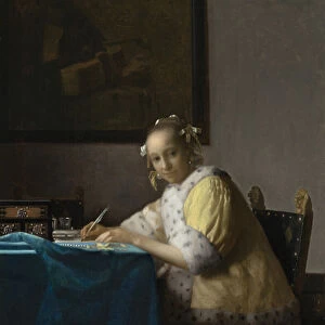 A Lady Writing, c. 1665. Creator: Jan Vermeer