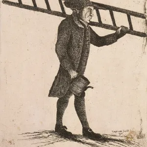 Lamplighter holding a ladder and an oil can, 1770. Artist: Edward Topham