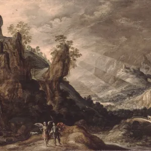 Landscape with Tobias and the Angel. Artist: Keuninck, Kerstiaen, de (ca. 1560-1633)