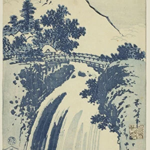 Landscape with waterfall, from an untitled series of chuban prints, Japan, c. 1831