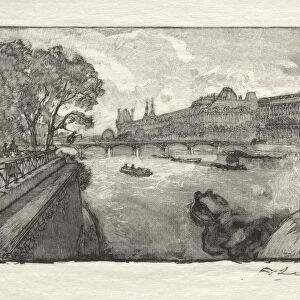 Le Louvre, vu du Pont Neuf, 1890. Creator: Auguste Louis Lepere (French, 1849-1918)