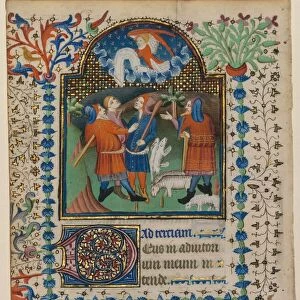 Leaf from a Book of Hours: Annunciation to the Shepherds (recto) and Text (verso), c