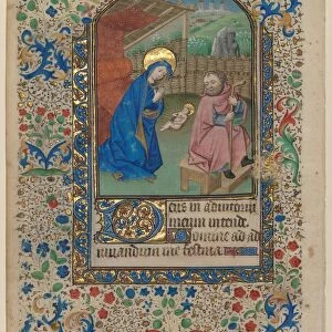 Leaf from a Book of Hours: The Nativity (recto), c. 1430. Creator: Unknown