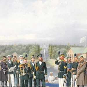 The Leib Guards in Peterhof, 1874. Artist: Balashov, Pyotr Ivanovich (?-1888)
