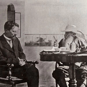 Leo Tolstoy and Anton Chekhov, Russian authors, 1902. Artist: Sophia Tolstaya