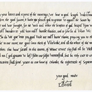 Letter from Edward VI to his uncle, Edward Seymour, 18th September 1547. Artist: King Edward VI