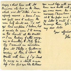 Letter from John Keats to his sister, Fanny Keats, 14th August 1820. Artist: John Keats
