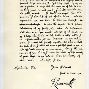 Letter from Richard Cromwell, Lord Protector, to General George Monck, 18th April 1660. Artist: Richard Cromwell