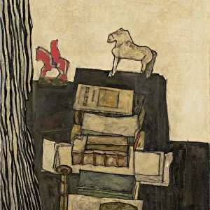 Still Life with Books (Schieles Desk), 1914. Artist: Schiele, Egon (1890?1918)