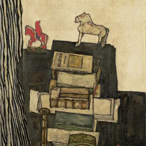 Still Life with Books (Schieles Desk), 1914. Artist: Schiele, Egon (1890?1918)