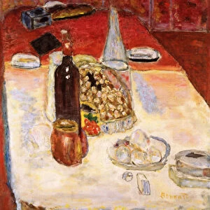 Still Life with Bottle of Red Wine, 1942. Creator: Bonnard, Pierre (1867-1947)