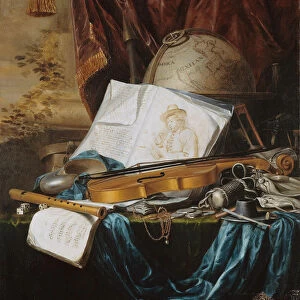 Still Life with musical instruments, 1650. Creator: Ring, Pieter de (1615-1660)