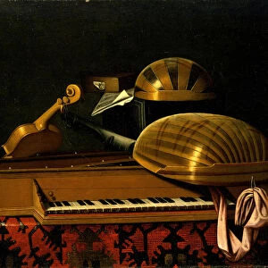 Still Life with Musical Instruments and Books, Mid of 17th cen Artist: Bettera, Bartolomeo (1639-c. 1688)