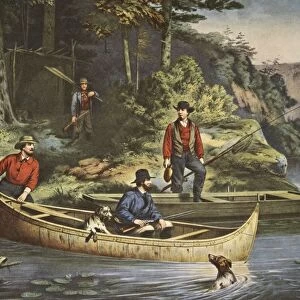 Life In The Woods, Starting out, pub. 1860, Currier & Ives (Colour Lithograph)