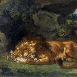 Lion Devouring a Rabbit, 19th century. Artist: Eugene Delacroix