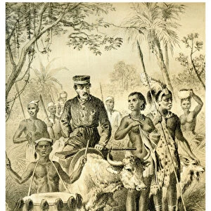 Livingstone Weak from Fever Escorted to Shintes Town, c1854 (1883)