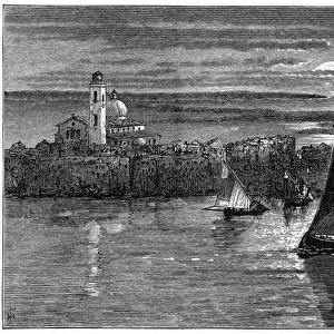 Looking out to sea from Venice, 19th century. Artist: Whymper