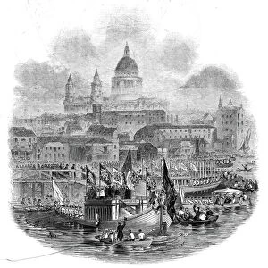 The Lord Mayor taking water at the New Pier, Blackfriars Bridge, 1845