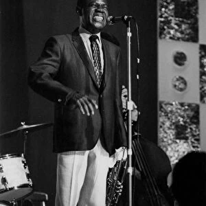 Louis Armstrong on stage, Hammersmith Odeon, London, 1968. Creator: Brian Foskett