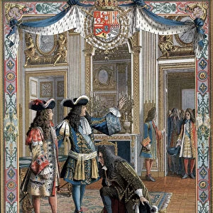 Louis XIV proclaiming duc d Anjou King of Spain, War of Succession, (1700) 19th century