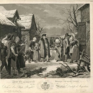 Louis XVI Distributing Alms to the Poor Peasants in the Winter of 1788, c. 1817. Creator: Adam