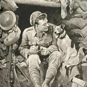 Give Her My Love! Tommy and His Canine Friend, 1917. Creator: Stanley L Wood