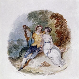 Two Lovers on a Bank with a Harp, 19th century. Artist: Henry Courtney Selous