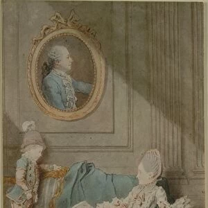 Madame Millin du Perreux and Her Son, with a Painted Portrait... c. 1760. Creator