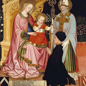 Madonna and Child with the Donor, Pietro de Lardi, Presented by Saint Nicholas, ca