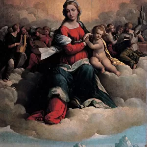 Madonna and Child in glory with the saints Anthony of Padua and Francis, 1530. Artist: Garofalo, Benvenuto Tisi da (1481-1559)