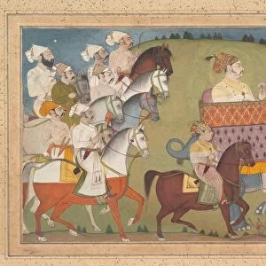 Maharaja Raj Singh in Procession with Members of His Court, ca. 1700. Creator: Attributed